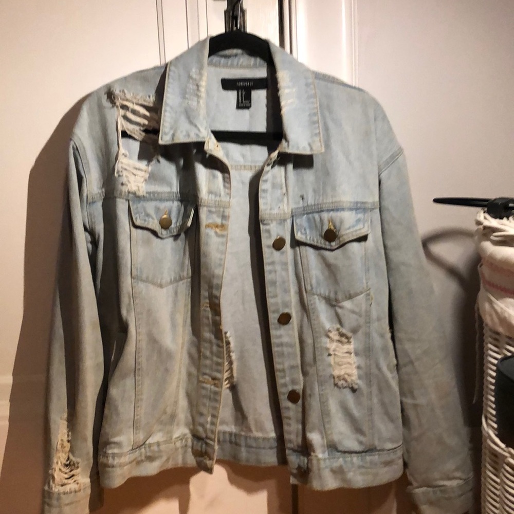Ripped jean jacket from Forever 21.